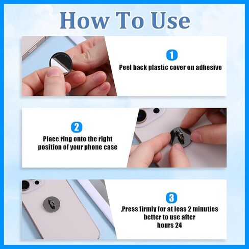 12 PCS HOACK HOOK ، Metal Round Phone Charm Holder Stafering Stageive Black Finger Grip for DIY Hanging Supplies in Saudi Arabia