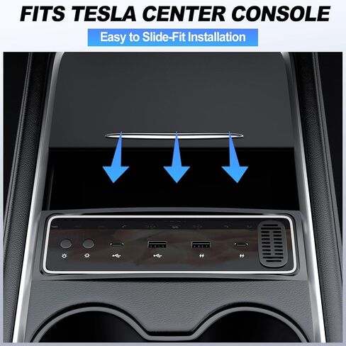 Tesla USB Hub لعام 2021 2022 2023 Tesla Model 3/Y ، محور شاحن USB مع مصباح محيط ومربع رائحة ، محطة لرسو محور USB مع شاحن سريع 4 منافذ 27W (غير مناسب M3 Highland) in Saudi Arabia