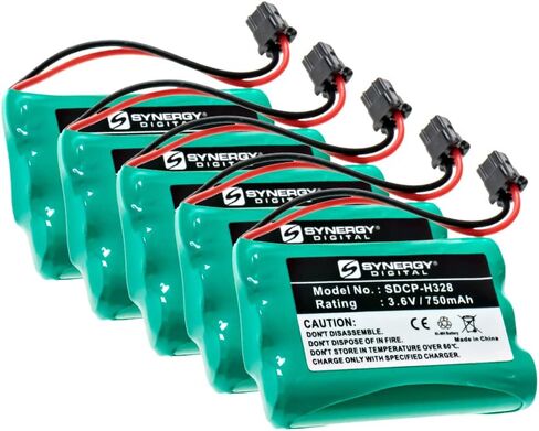 Synergy Digital Cordless Phone Batteries, Compatible with Uniden TRU-8880-2 Cordless Phone, (Ni-MH, 3.6V, 750 mAh), Replacement for Uniden BT-446 Battery, Pack Includes: 5 x SDCP-H328 Batteries in Saudi Arabia