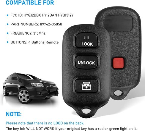 CAUORMOTE Keyless Entry Remote Replacement Car Key Fob for 1999-2009 Toyota 4Runner and 2001-2008 Sequoia, HYQ12BBX, HY12BAN, HYQ1512Y, 89742-35050(Pack of 2) in Saudi Arabia