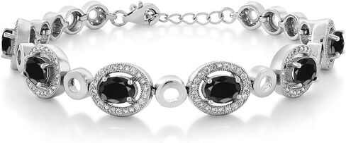 Gem Stone King 925 Sterling Silver Green Simulated Emerald Tennis Bracelet For Women (5.52 Cttw, Oval 7X5MM, 7 Inch with 1 Inch Extender) in Kuwait