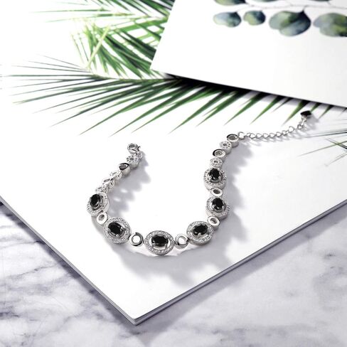 Gem Stone King 925 Sterling Silver Green Simulated Emerald Tennis Bracelet For Women (5.52 Cttw, Oval 7X5MM, 7 Inch with 1 Inch Extender) in Kuwait