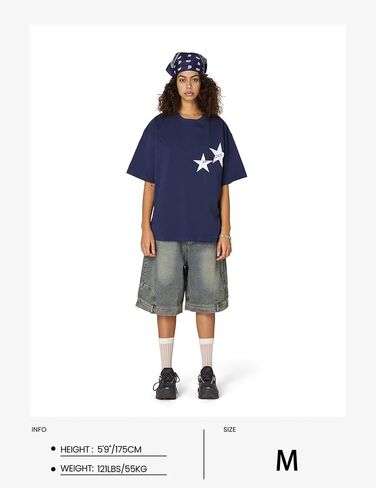 Aelfric Eden Women's Graphic Tees Unisex Oversized Tshirts Embroidery Star Casual Streetwear Summer Tops in Saudi Arabia
