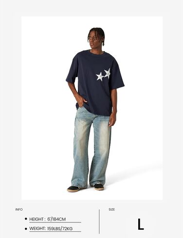 Aelfric Eden Women's Graphic Tees Unisex Oversized Tshirts Embroidery Star Casual Streetwear Summer Tops in Saudi Arabia