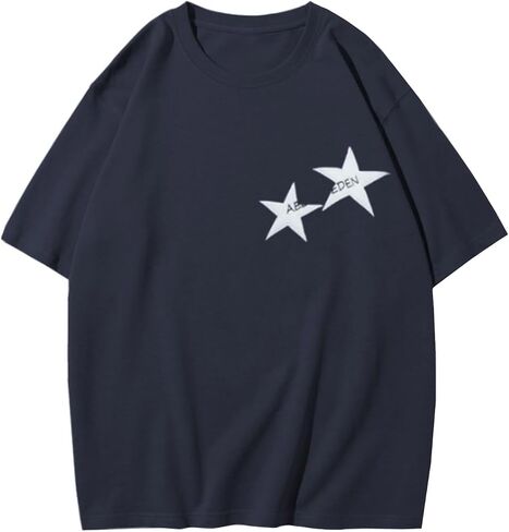 Aelfric Eden Women's Graphic Tees Unisex Oversized Tshirts Embroidery Star Casual Streetwear Summer Tops in Saudi Arabia