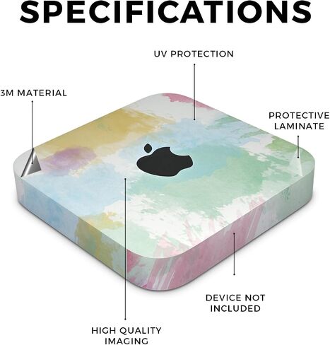 الجلد متوافق مع Apple Mac Mini M2 (2023) - ألوان مائية أبيض - غطاء ملصق واقي فينيل 3M الممتاز - يسهل تطبيقه | مصنوع في الولايات المتحدة الأمريكية من قبل Mayyskins in Saudi Arabia