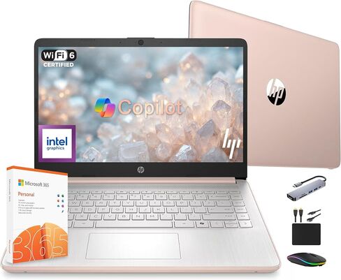 HP 14 كمبيوتر محمول الكمبيوتر 2025 Ultra Light ، AI Copilot Student Business ، intel رباعي النواة ، ذاكرة الوصول العشوائي 16 جيجابايت ، تخزين 628 جيجابايت (128GB UFS+ 500GB EXT) ، 1 YR OFFICE 365 ، 12 HR بطارية MASSOLACCASSORASORY WIN 11S ، LAVENDER in Kuwait