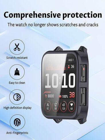 حالة Garmin Venu X1 Smart Watch و TPU خفيفة الوزن وصديقة للبشرة TPU جميعها شاملة ، ومكافحة السقوط ومقاومة للخدش ، و 2 حزمة ، ولون بندقية+أسود in Kuwait