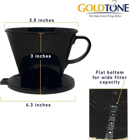 Goldtone #2 Cone Style صب فوق قطرات القهوة ، صب محمولة فوق مرشح القهوة BPA خالية من (1-6 كوب) ومغرفة in Saudi Arabia