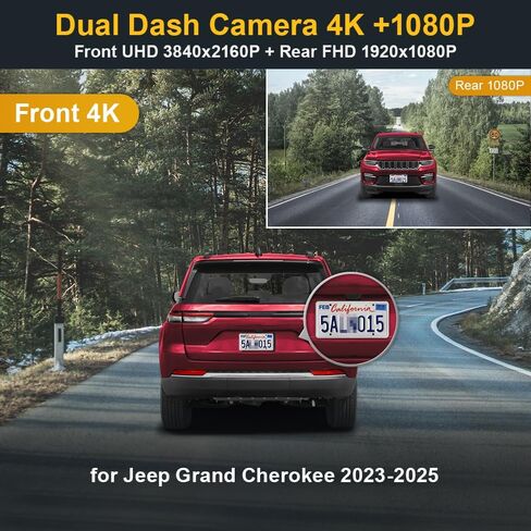 FITCAMX FRONT 2K+REAC 1080P 4K DASH CAM تكييف لجيب جراند شيروكي 2023-2025 ل 4xe (HD2-0513) ، نمط OEM ، فيديو عالي الدقة ، WIFI المدمج والتطبيق ، تسجيل الحلقة ، G-SENS ، 64GB بطاقة ، 64GB in Saudi Arabia