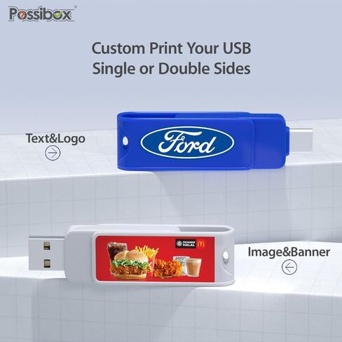 Custom Type C USB Flash Drive Promotional 2 in 1 Dual Memory Stick Logo Print Personalized Swivel OTG Jump Drive 16GB 30 Pack in Saudi Arabia