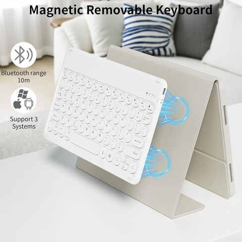 Keyboard Case for iPad A16 2025 11th Generation, for iPad 10th Generation 10.9" 2022 Case with Keypad -7 Colors Backlit Wireless Detachable Folio Keyboard with Pencil Holder, Cream White in Saudi Arabia