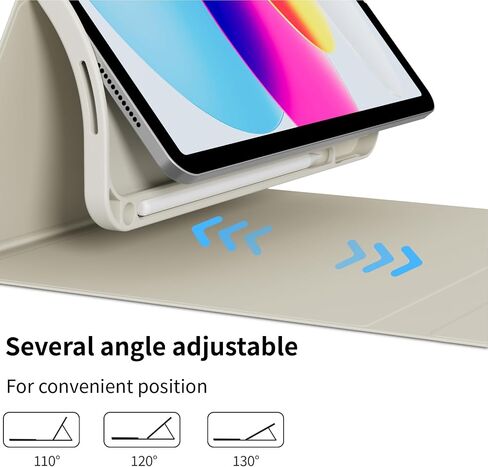 Keyboard Case for iPad A16 2025 11th Generation, for iPad 10th Generation 10.9" 2022 Case with Keypad -7 Colors Backlit Wireless Detachable Folio Keyboard with Pencil Holder, Cream White in Saudi Arabia