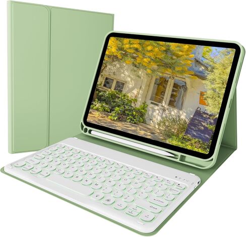 Keyboard Case for iPad A16 2025 11th Generation, for iPad 10th Generation 10.9" 2022 Case with Keypad -7 Colors Backlit Wireless Detachable Folio Keyboard with Pencil Holder, Cream White in Saudi Arabia