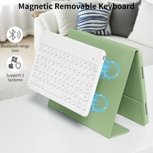 Keyboard Case for iPad A16 2025 11th Generation, for iPad 10th Generation 10.9" 2022 Case with Keypad -7 Colors Backlit Wireless Detachable Folio Keyboard with Pencil Holder, Cream White in Saudi Arabia