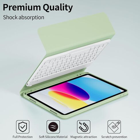 Keyboard Case for iPad A16 2025 11th Generation, for iPad 10th Generation 10.9" 2022 Case with Keypad -7 Colors Backlit Wireless Detachable Folio Keyboard with Pencil Holder, Cream White in Saudi Arabia