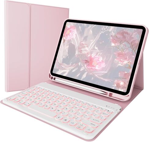 Keyboard Case for iPad A16 2025 11th Generation, for iPad 10th Generation 10.9" 2022 Case with Keypad -7 Colors Backlit Wireless Detachable Folio Keyboard with Pencil Holder, Cream White in Saudi Arabia