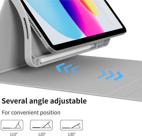 حالة لوحة المفاتيح لـ iPad A16 2025 الجيل الحادي عشر ، لجيل iPad 10th 10.9 "2022 مع لوحة المفاتيح -7 ألوان لوحة مفاتيح مفتاحية قابلة للفصل اللاسلكية مع حامل قلم رصاص ، أبيض كريم in Kuwait