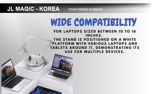 i1 Laptop Stand Silver, Portable Foldable Design,Adjustable Computer Stand with 360° Rotating Base, Ergonomic Laptop Riser for Collaborative Work, fits for All 10-19" Laptops in Saudi Arabia