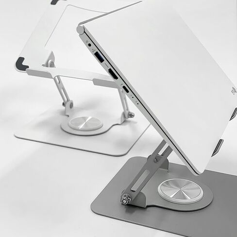 i1 Laptop Stand Silver, Portable Foldable Design,Adjustable Computer Stand with 360° Rotating Base, Ergonomic Laptop Riser for Collaborative Work, fits for All 10-19" Laptops in Saudi Arabia