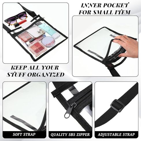 20 Pcs Clear Bag Stadium Approved PVC Clear Purse Clear Stadium Bag Clear Crossbody Bag Stadium Approved Concert Bag Bulk for Concert Sport Event Work Gym Travel Beach Swimming Sport in Kuwait