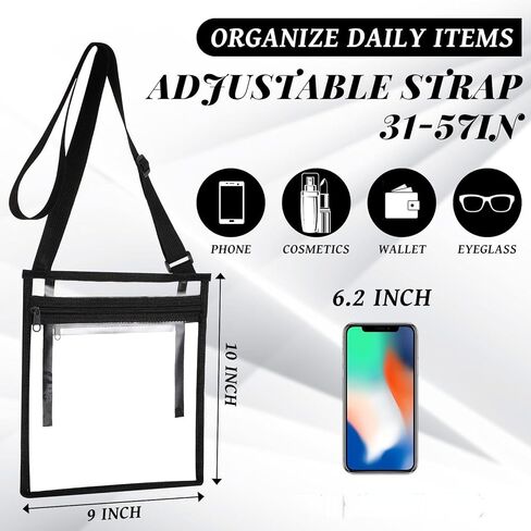 20 Pcs Clear Bag Stadium Approved PVC Clear Purse Clear Stadium Bag Clear Crossbody Bag Stadium Approved Concert Bag Bulk for Concert Sport Event Work Gym Travel Beach Swimming Sport in Kuwait