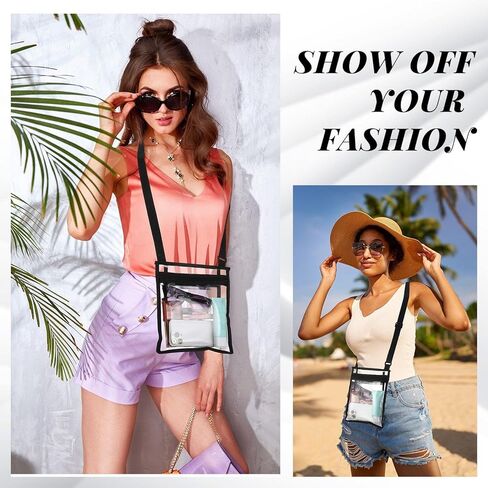 20 Pcs Clear Bag Stadium Approved PVC Clear Purse Clear Stadium Bag Clear Crossbody Bag Stadium Approved Concert Bag Bulk for Concert Sport Event Work Gym Travel Beach Swimming Sport in Kuwait