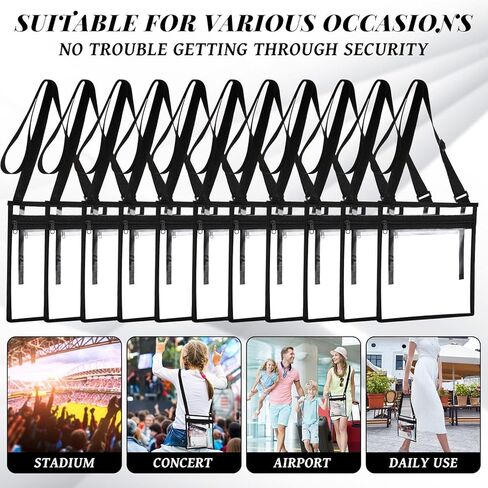 20 Pcs Clear Bag Stadium Approved PVC Clear Purse Clear Stadium Bag Clear Crossbody Bag Stadium Approved Concert Bag Bulk for Concert Sport Event Work Gym Travel Beach Swimming Sport in Kuwait