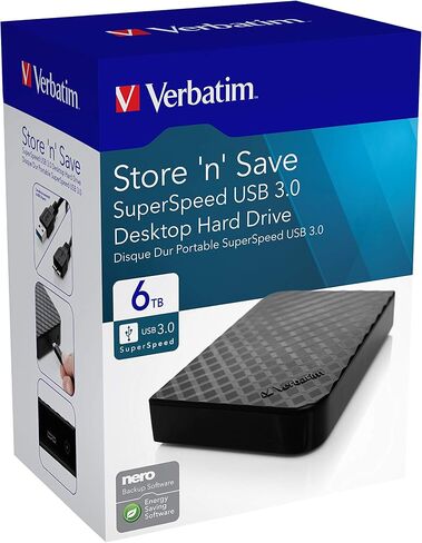 verbatim Store n 'Save الخارجي HDD USB 3.0. Gen2.4 TB ، Black ، 47685 (USB 3.0. Gen2.4 TB ، Black 3.5 (8.89 cm)) in Saudi Arabia
