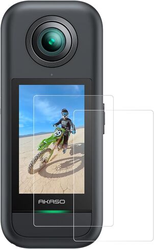 AKASO Screen Protector 360 Camera (2 Pack), Tempered Glass LCD Display Film Screen Protective Cover, Ultra HD, 9H Hardness, Scratch Resistant in Saudi Arabia