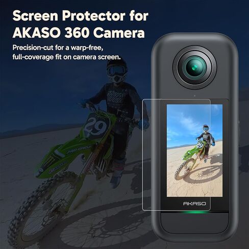 AKASO Screen Protector 360 Camera (2 Pack), Tempered Glass LCD Display Film Screen Protective Cover, Ultra HD, 9H Hardness, Scratch Resistant in Saudi Arabia