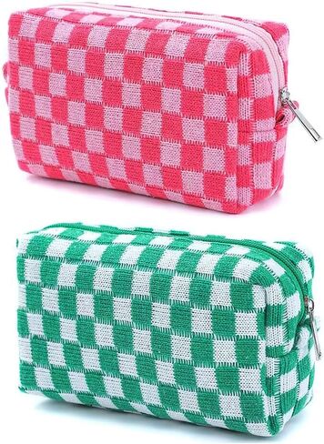 Cosmetic Bags for Women Makeup Bag Large Capacity Purse Travel Toiletry Zipper Storage Pouch Make up Brushes Organizer for Gifts (Dark red, Rose) in Kuwait