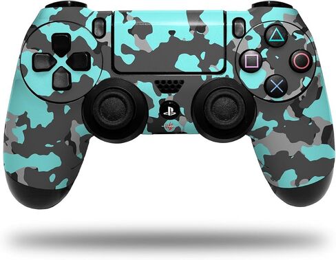 فينيل صائق الجلد متوافق مع Sony PS4 Controller PlayStation 4 Original Slim and Pro Wraptorcamo Old School Camouflage Camo Neon Teal (وحدة تحكم غير مدرجة) in Saudi Arabia