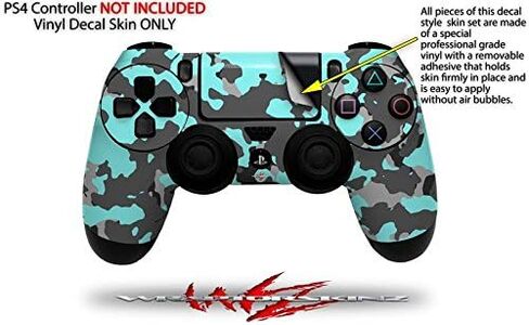 فينيل صائق الجلد متوافق مع Sony PS4 Controller PlayStation 4 Original Slim and Pro Wraptorcamo Old School Camouflage Camo Neon Teal (وحدة تحكم غير مدرجة) in Saudi Arabia