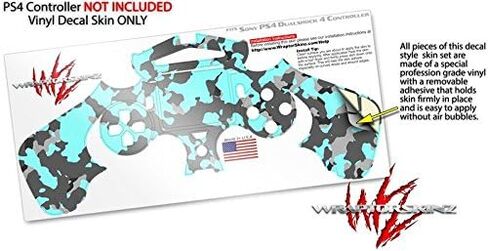 فينيل صائق الجلد متوافق مع Sony PS4 Controller PlayStation 4 Original Slim and Pro Wraptorcamo Old School Camouflage Camo Neon Teal (وحدة تحكم غير مدرجة) in Saudi Arabia
