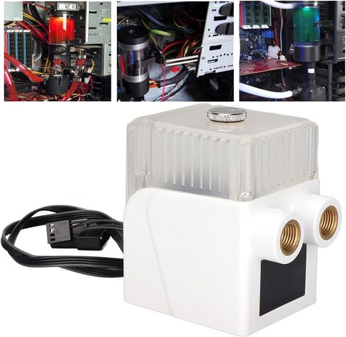 CPU Reservoir, G1/4" Thread Ultra Quiet Water Cooling Pump 12V 450L/H Three Phase Copper Wire 4pin Connector Computer Water Cooling System Heat Exchanger Tool(White) in Saudi Arabia