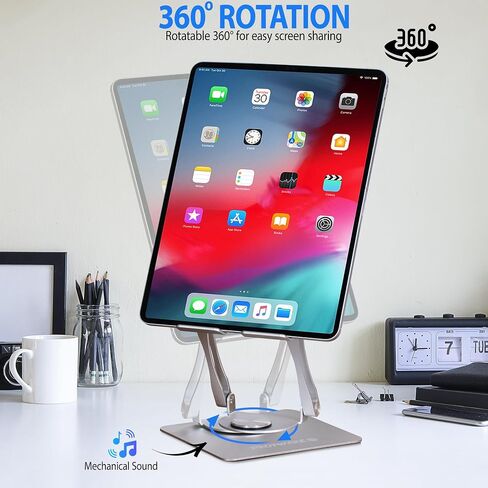 قرص الألومنيوم ، الهاتف ، وحدة تحكم ألعاب محمولة تصل إلى 15 بوصة مع قاعدة دوارة 360 درجة ، قابلة للتعديل بشكل مريح ، قابلة للانهيار ، رائعة للمطبخ ، سطح المكتب ، السفر (الفضة) in Saudi Arabia