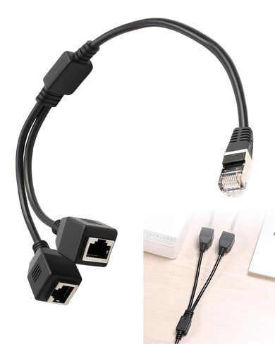 RJ45 Network Ethernet Adapter Flitter ، RJ45 Internet Acpler Connector 1 Male to 2 Female Splitter Y Cable y Cable for Cat5 ، Cat5e ، Cat6 ، in Kuwait