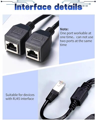 RJ45 Network Ethernet Adapter Flitter ، RJ45 Internet Acpler Connector 1 Male to 2 Female Splitter Y Cable y Cable for Cat5 ، Cat5e ، Cat6 ، in Kuwait