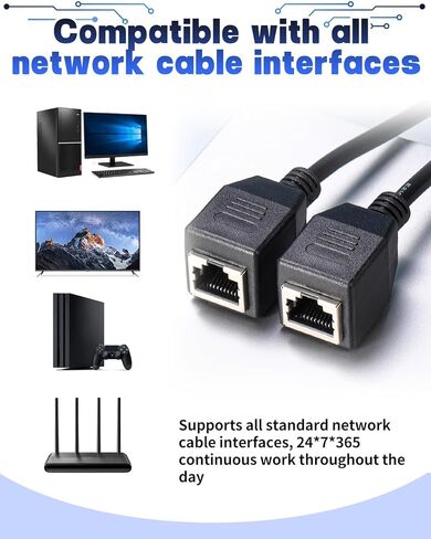 RJ45 Network Ethernet Adapter Flitter ، RJ45 Internet Acpler Connector 1 Male to 2 Female Splitter Y Cable y Cable for Cat5 ، Cat5e ، Cat6 ، in Kuwait