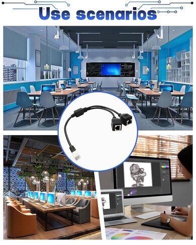 RJ45 Network Ethernet Adapter Flitter ، RJ45 Internet Acpler Connector 1 Male to 2 Female Splitter Y Cable y Cable for Cat5 ، Cat5e ، Cat6 ، in Kuwait