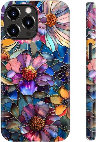 لحالة iPhone 15 Pro ، حماية شحن لاسلكية متوافقة ، ثنائية الطبقة مع تصميم لطيف الزهرة البرية ، سيليكون ناعم + قذيفة صلبة ، غطاء الهاتف الأنيق للنساء - أزهار محددة نابضة بالحياة in Kuwait