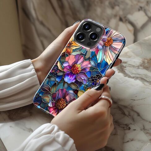 لحالة iPhone 15 Pro ، حماية شحن لاسلكية متوافقة ، ثنائية الطبقة مع تصميم لطيف الزهرة البرية ، سيليكون ناعم + قذيفة صلبة ، غطاء الهاتف الأنيق للنساء - أزهار محددة نابضة بالحياة in Kuwait