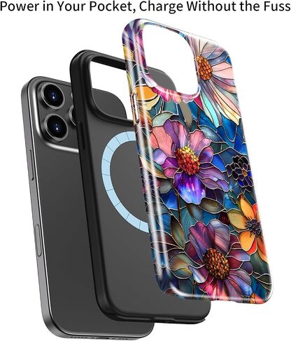 لحالة iPhone 15 Pro ، حماية شحن لاسلكية متوافقة ، ثنائية الطبقة مع تصميم لطيف الزهرة البرية ، سيليكون ناعم + قذيفة صلبة ، غطاء الهاتف الأنيق للنساء - أزهار محددة نابضة بالحياة in Kuwait