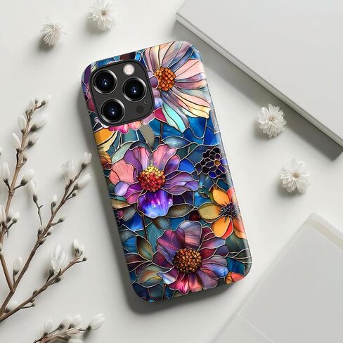 لحالة iPhone 15 Pro ، حماية شحن لاسلكية متوافقة ، ثنائية الطبقة مع تصميم لطيف الزهرة البرية ، سيليكون ناعم + قذيفة صلبة ، غطاء الهاتف الأنيق للنساء - أزهار محددة نابضة بالحياة in Kuwait