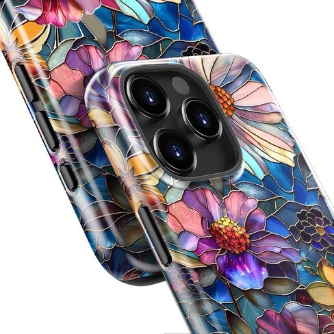 لحالة iPhone 15 Pro ، حماية شحن لاسلكية متوافقة ، ثنائية الطبقة مع تصميم لطيف الزهرة البرية ، سيليكون ناعم + قذيفة صلبة ، غطاء الهاتف الأنيق للنساء - أزهار محددة نابضة بالحياة in Kuwait