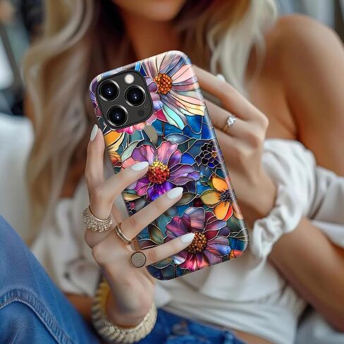 لحالة iPhone 15 Pro ، حماية شحن لاسلكية متوافقة ، ثنائية الطبقة مع تصميم لطيف الزهرة البرية ، سيليكون ناعم + قذيفة صلبة ، غطاء الهاتف الأنيق للنساء - أزهار محددة نابضة بالحياة in Kuwait
