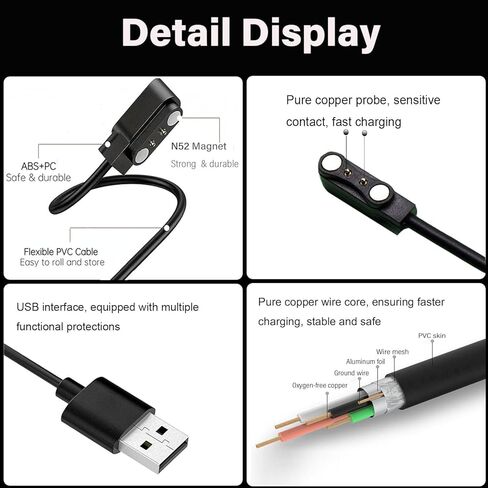 كابل شاحن مغناطيسي واحد لـ Ruxingx CS5 Pro / Akumaka CS5 / Dekelife CS5 Smart Watch USB Cord in Saudi Arabia