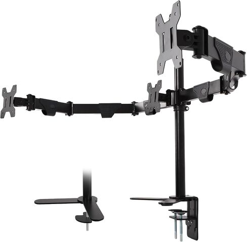 Mount Vesa Mount الثقيلة ， 3 Monitor Desk Mount ， يستوعب 3 شاشات من 17 إلى 32 بوصة ， حامل الشاشة المريحة مع وظيفة الميل/الدور in Saudi Arabia