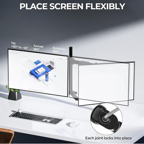 Mount Vesa Mount الثقيلة ， 3 Monitor Desk Mount ， يستوعب 3 شاشات من 17 إلى 32 بوصة ， حامل الشاشة المريحة مع وظيفة الميل/الدور in Saudi Arabia
